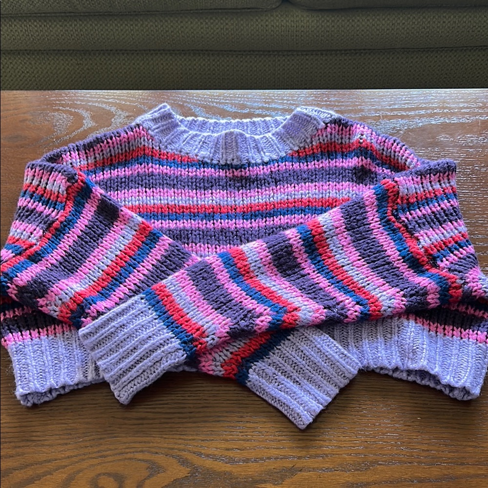 SHEIN Striped Multicolor Crop Top Sweater - size Girls’s Large
